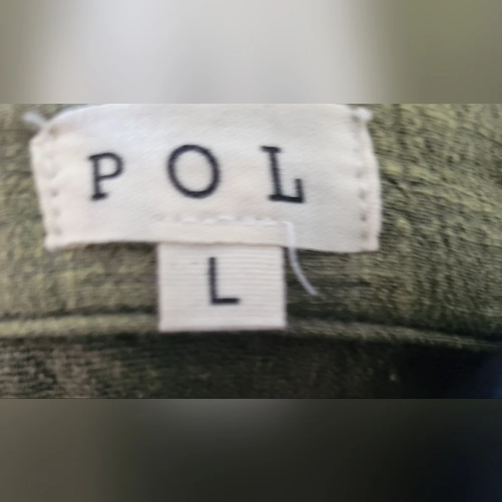 POL Olive Multi-Star Peace Patcg Button-Up Shacket. SZ L NWOT - Picture 9 of 10